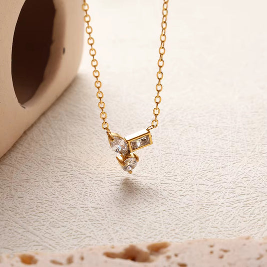 Minimal Geometric Stone Pendant Necklace