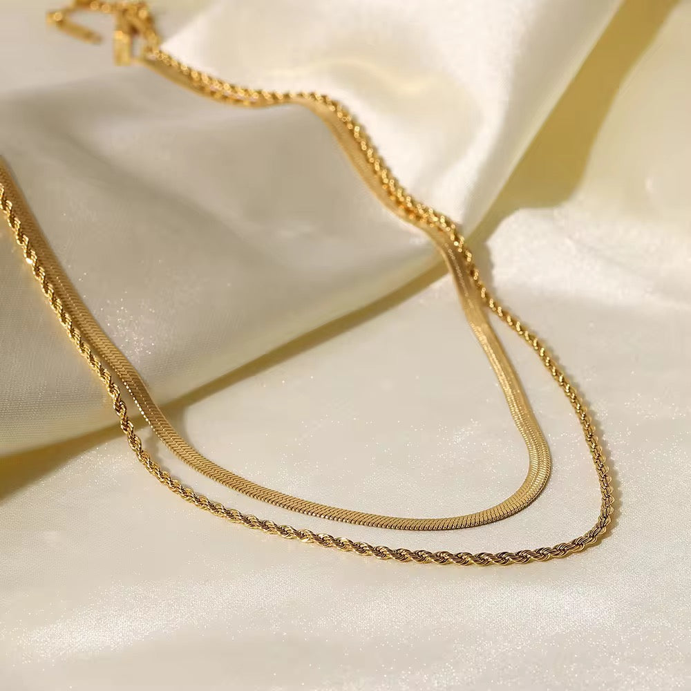 Double Layer Gold Snake Chain Necklace