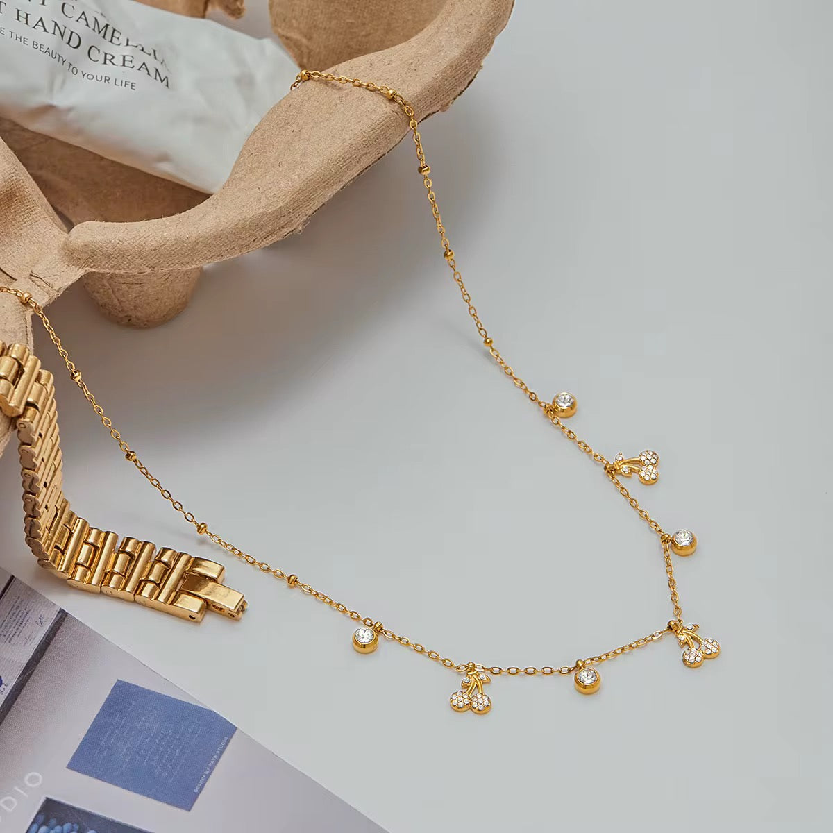 Dainty Cherry Charm Necklace