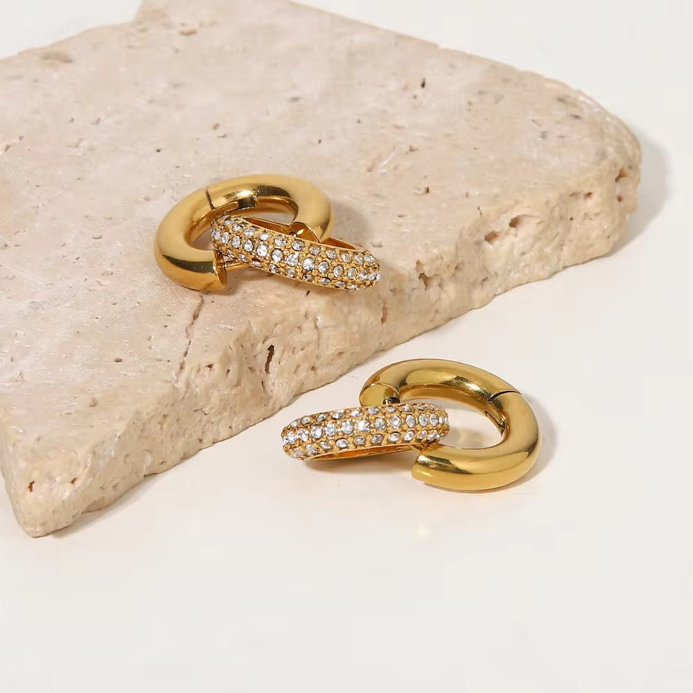 Classic Gold Hoops with Crystal Accents