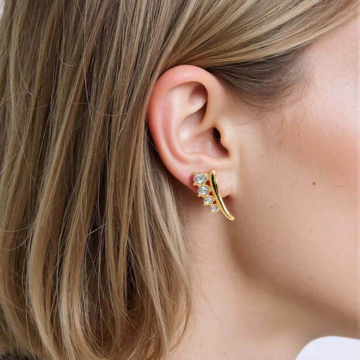 Crystal Wing Climber Earrings