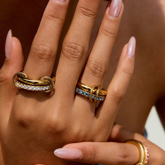 Blue Pavé Stack Ring