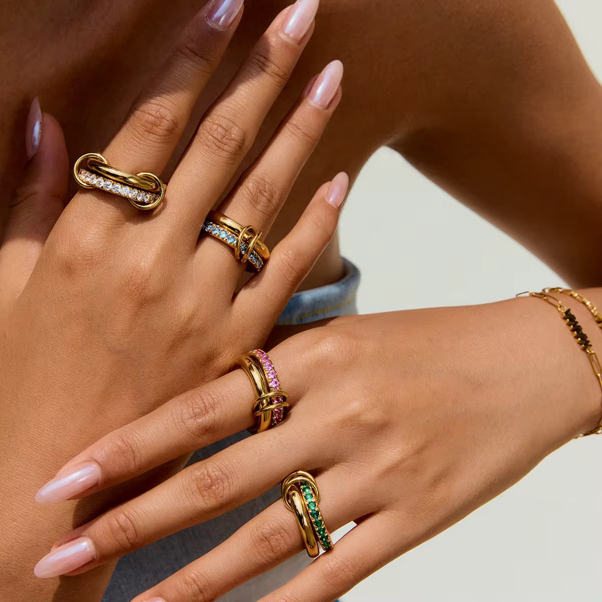 Pink Pavé Stack Ring