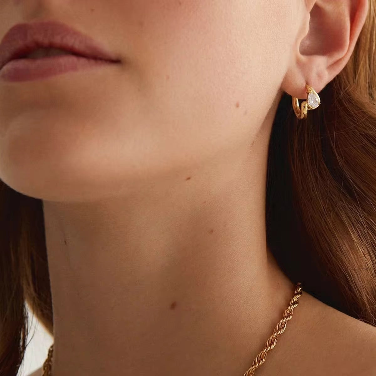 Loop Crystal Huggies Stud Earrings