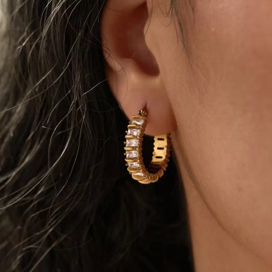 Astrid Baguette Channel Hoop Earrings