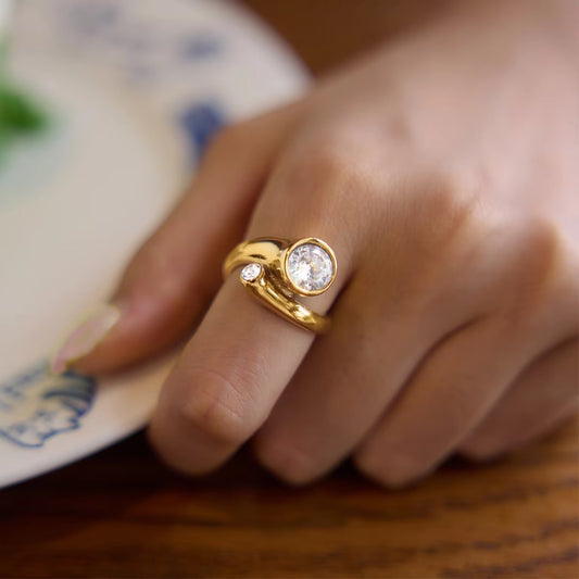 Nora Bypass Solitaire Ring