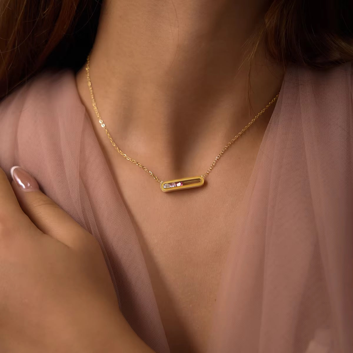 Sienna Horizontal Baguette Bar Necklace