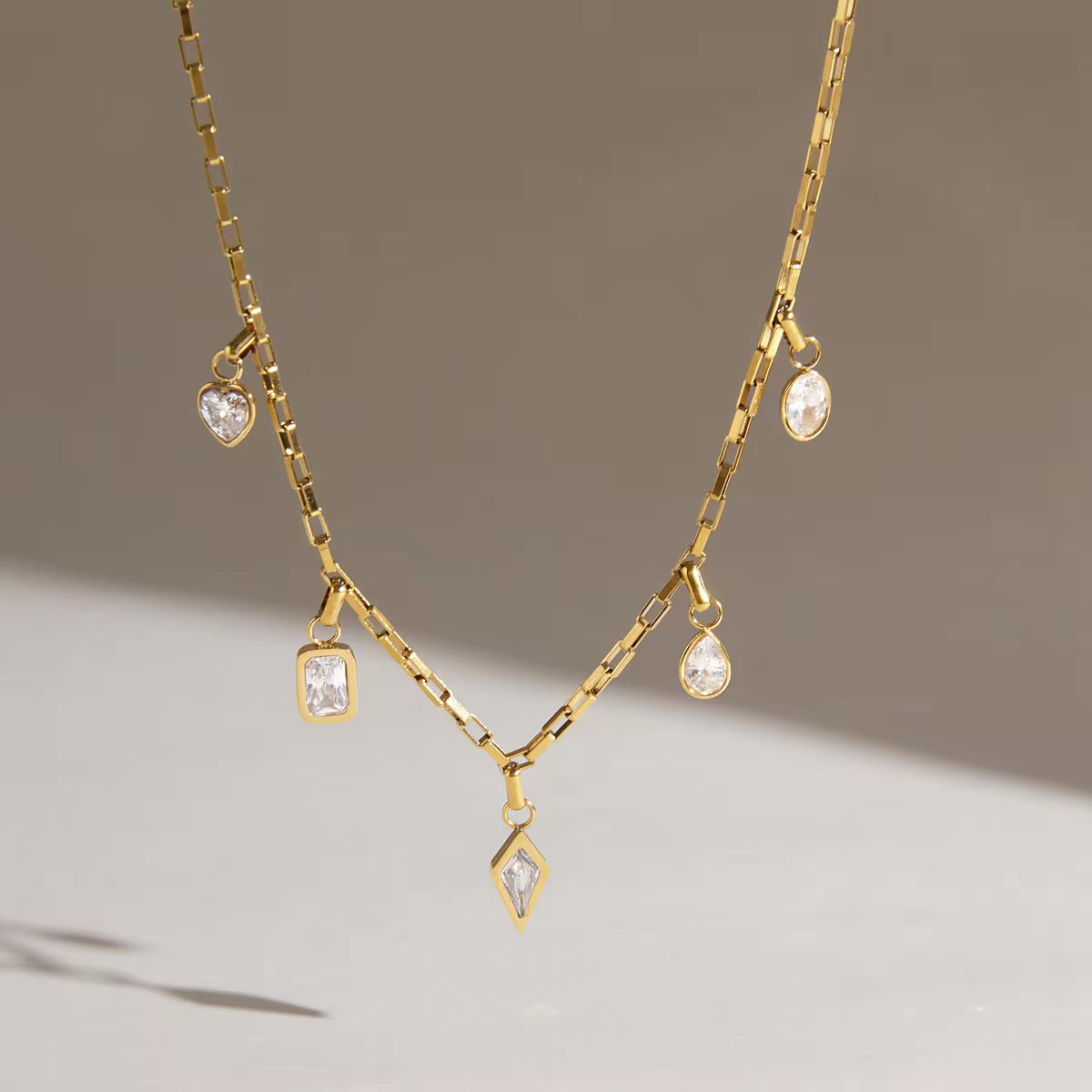 Eira Multi Drop Gem Necklace