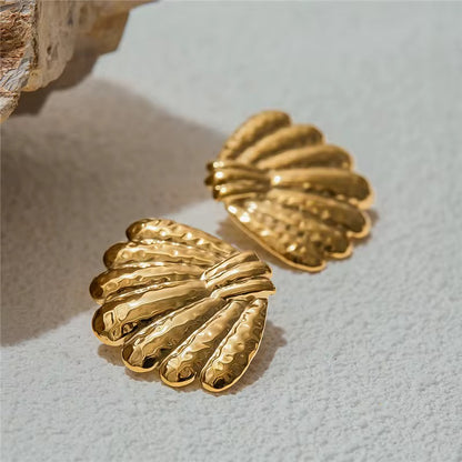 Gold Shell Statement Studs