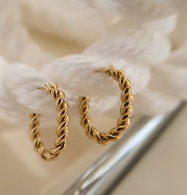 Twisted Rope Gold Hoops
