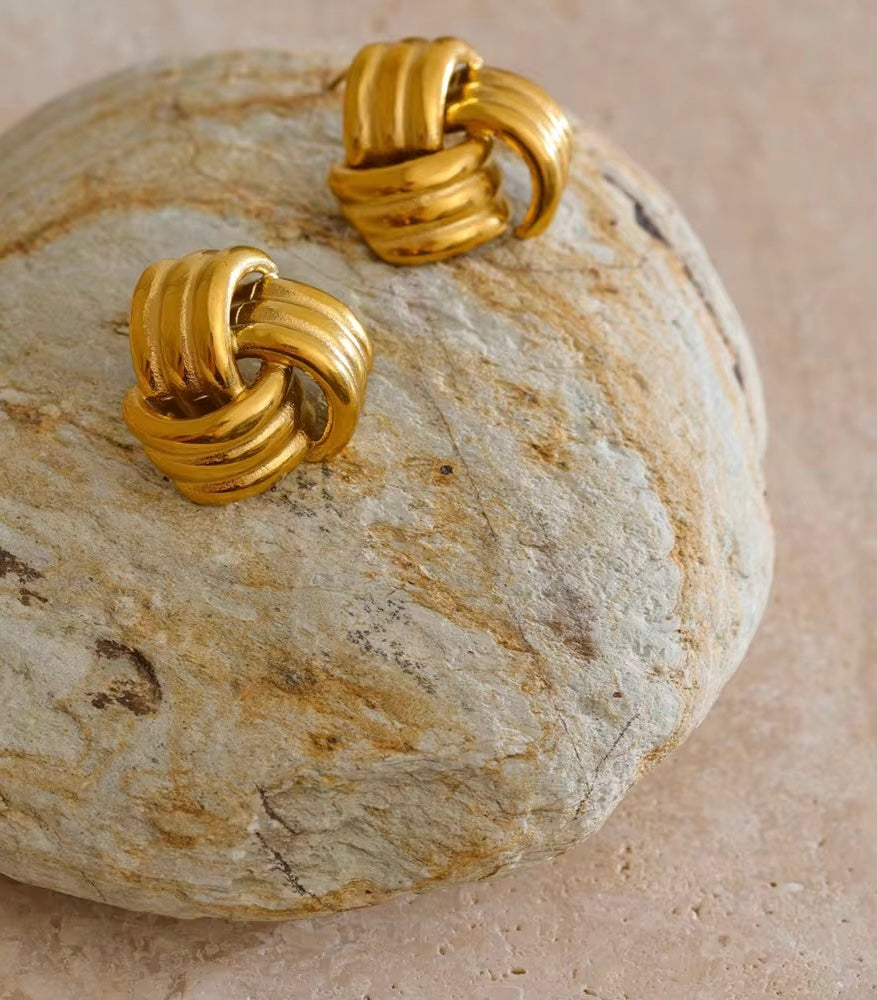 Gold Knot Stud Earrings