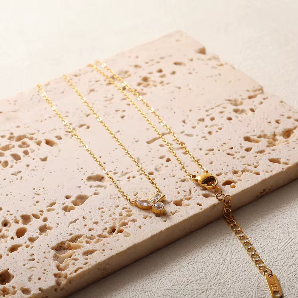 Minimal Geometric Stone Pendant Necklace