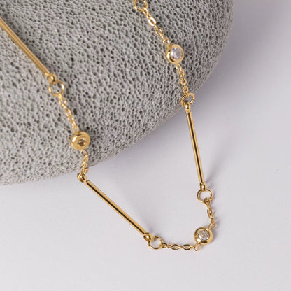 Minimal Bar & Stone Gold Necklace