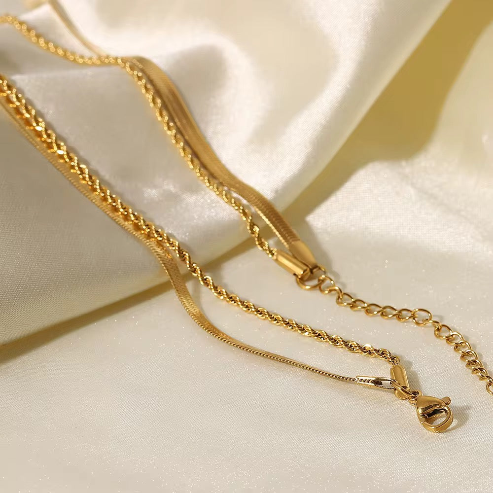 Double Layer Gold Snake Chain Necklace