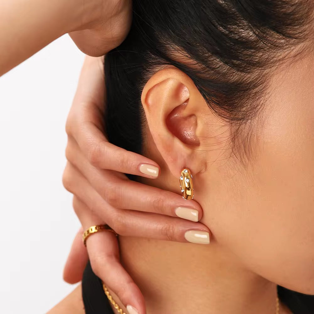 Pearl & Crystal Gold Hoops