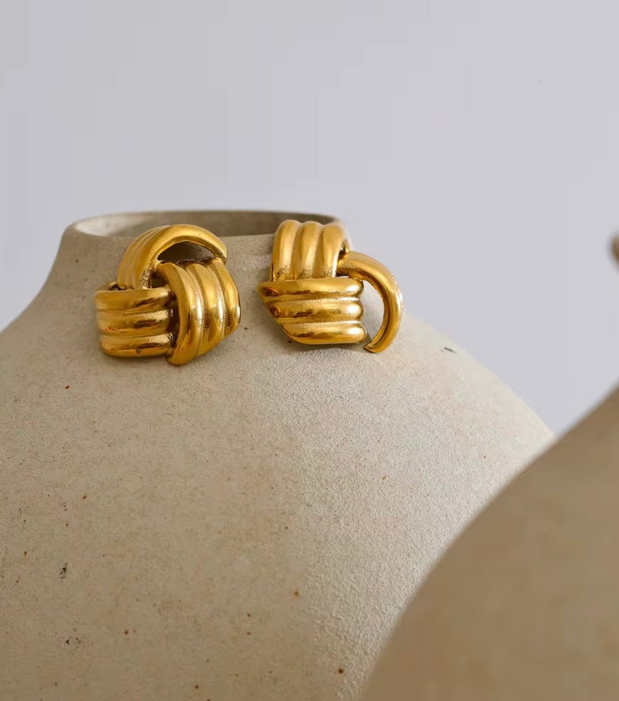 Gold Knot Stud Earrings