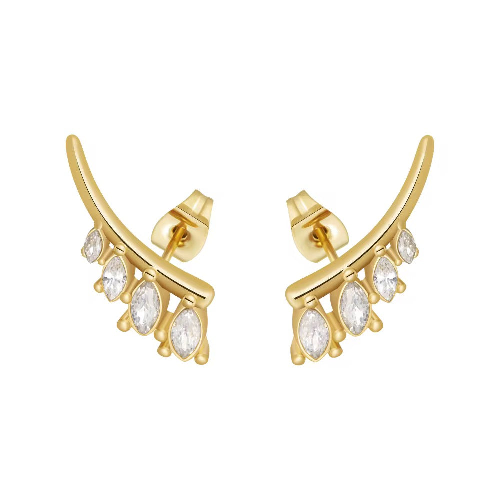 Crystal Wing Climber Earrings