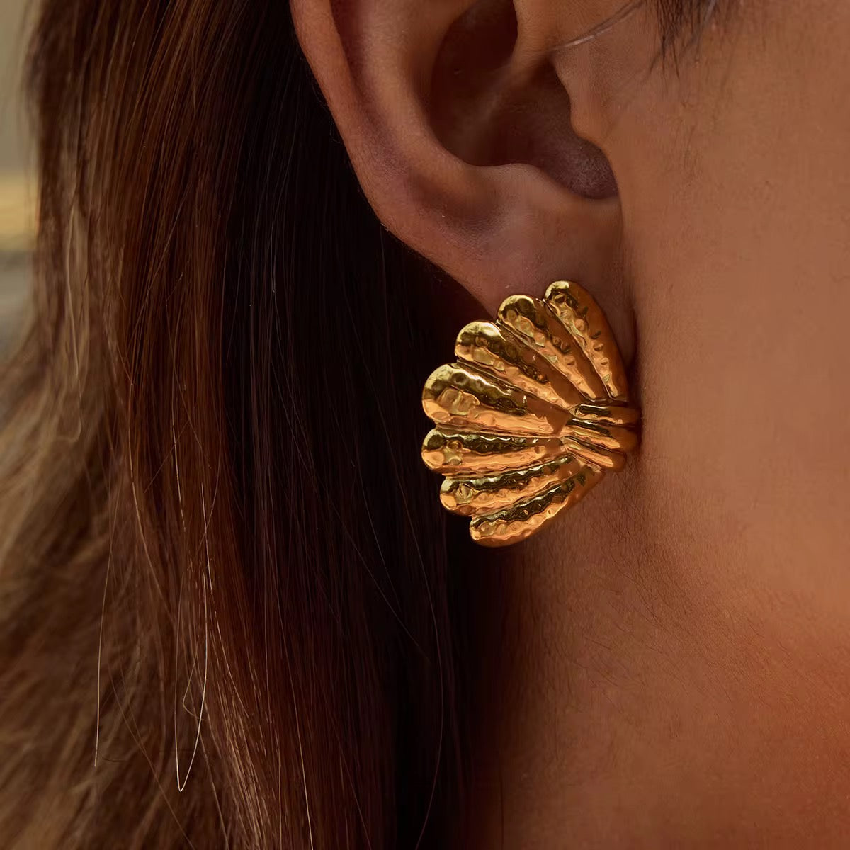 Gold Shell Statement Studs