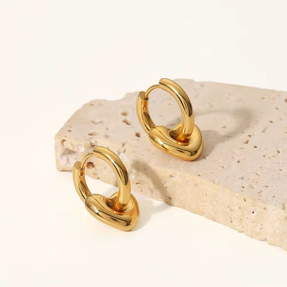 Heart Charm Gold Hoops