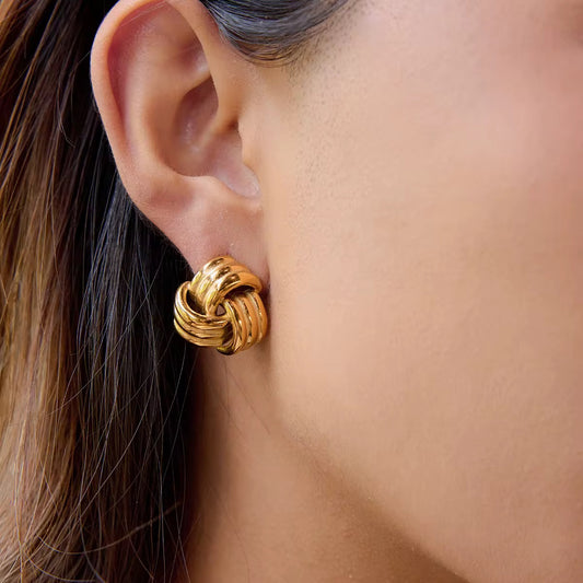 Gold Knot Stud Earrings