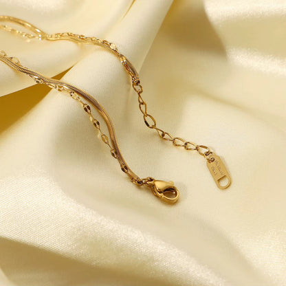 Dual Chain Gold Bracelet with Solitaire Charm