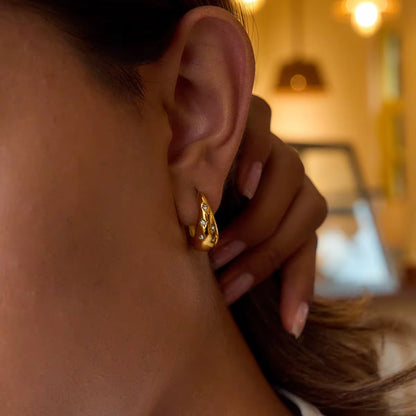 Crystal Starburst Gold Hoops