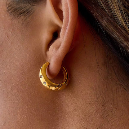 Crystal Starburst Gold Hoops