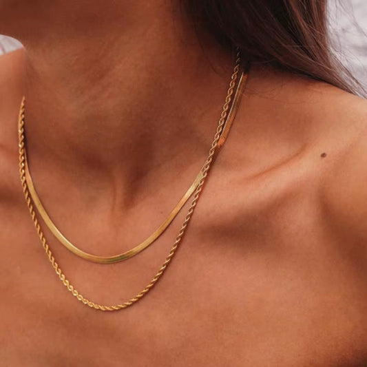 Double Layer Gold Snake Chain Necklace