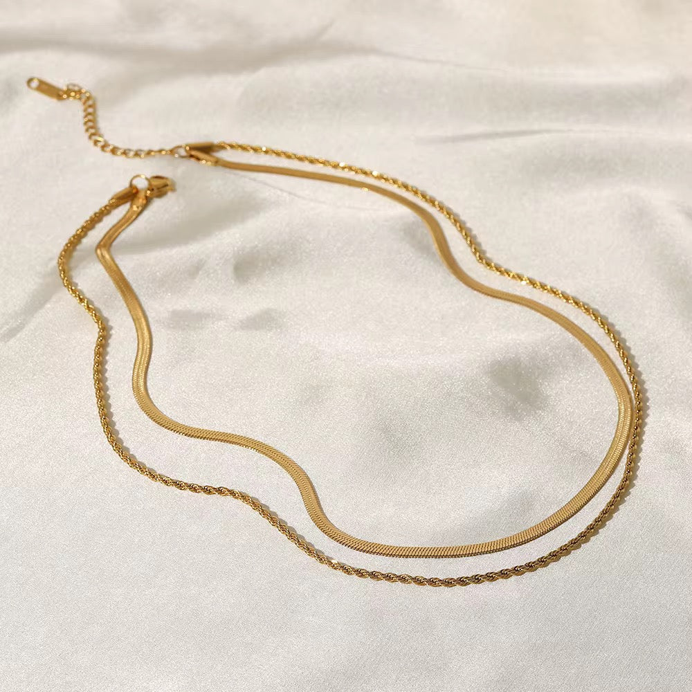 Double Layer Gold Snake Chain Necklace