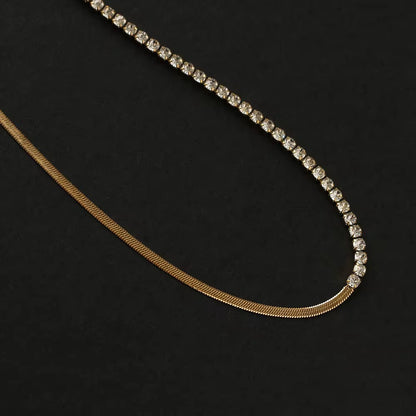 Dual Row Crystal Snake Chain Choker