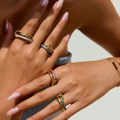 Pink Pavé Stack Ring