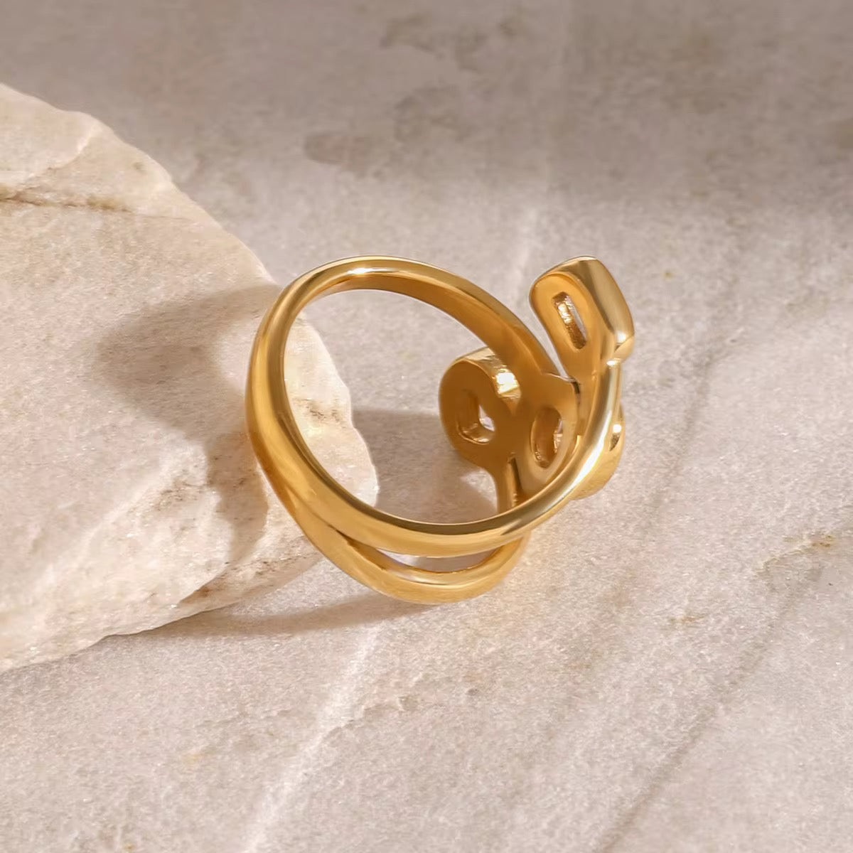 Geometric Triple Stone Gold Ring
