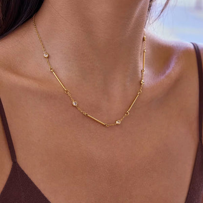 Minimal Bar & Stone Gold Necklace