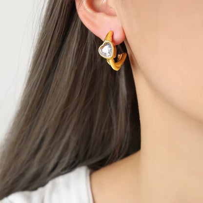 Heartstone Gold Hoop Earrings