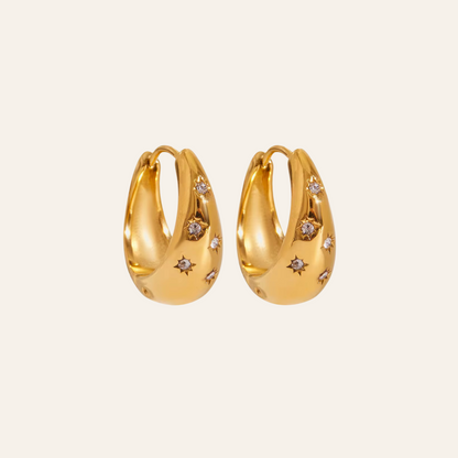 Crystal Starburst Gold Hoops
