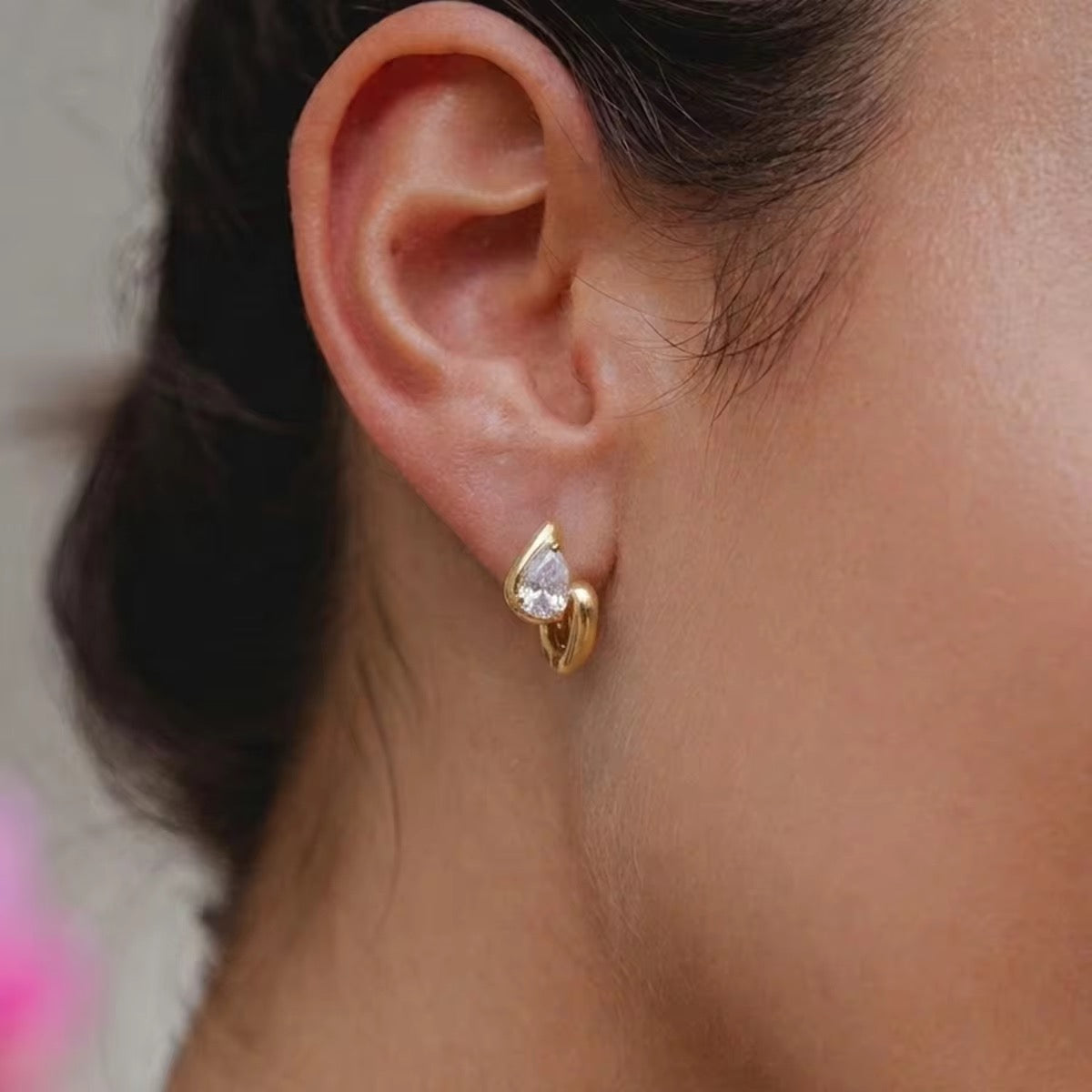 Loop Crystal Huggies Stud Earrings