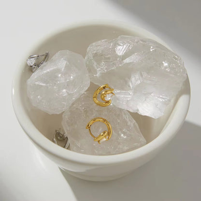 Loop Crystal Huggies Stud Earrings