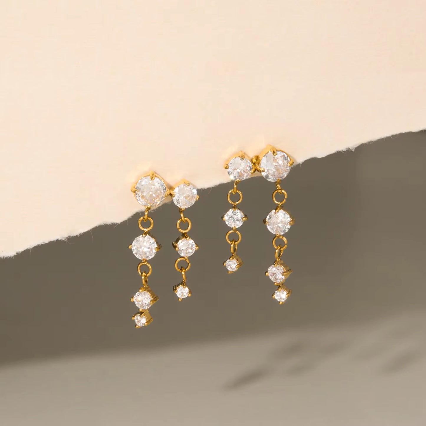 Cascade Crystal Drops Stud Earrings