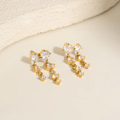 Cascade Crystal Drops Stud Earrings