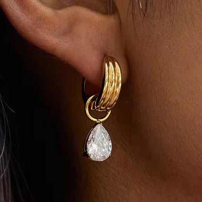 Dewdrop Charm Huggies Earrings