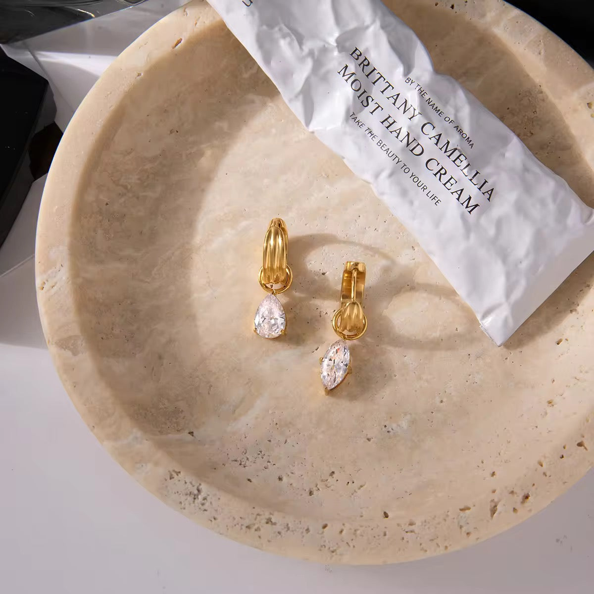 Dewdrop Charm Huggies Earrings