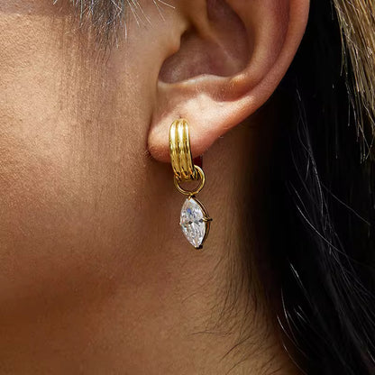 Dewdrop Charm Huggies Earrings