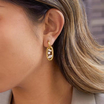 Floating Oval Drops Earrings