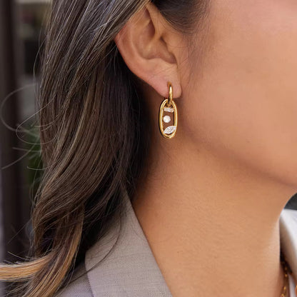Floating Oval Drops Earrings
