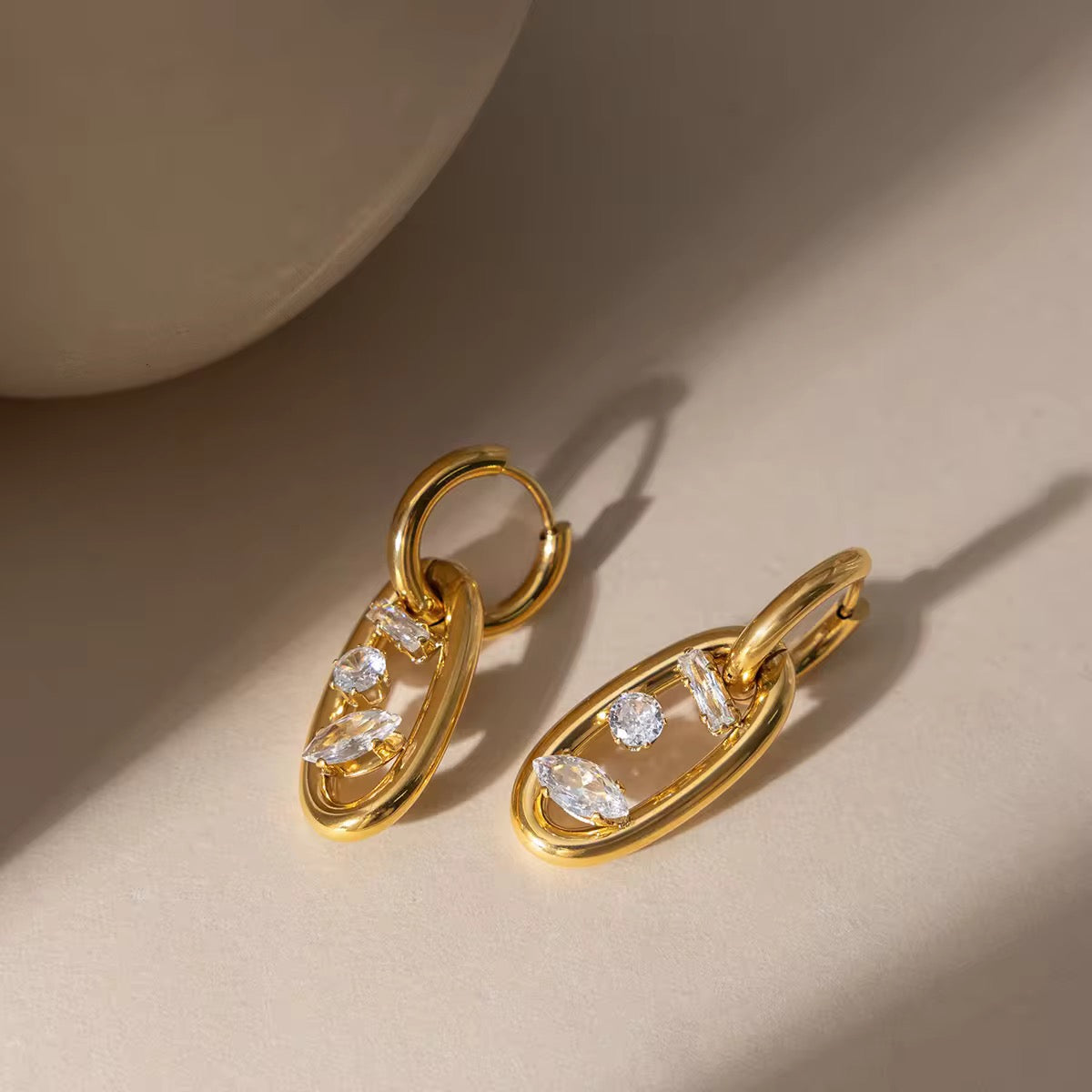 Floating Oval Drops Earrings