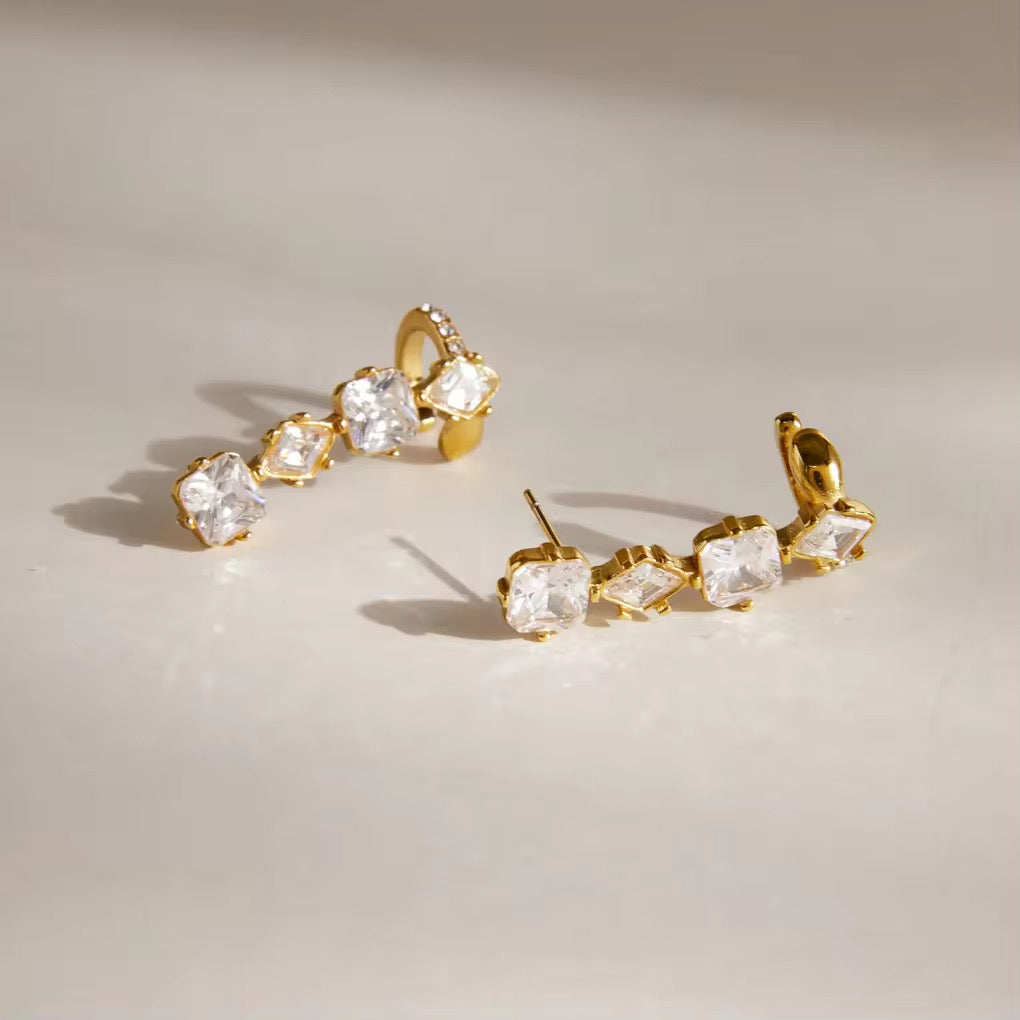Conch Crystal Climber Earrings