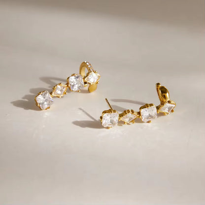 Conch Crystal Climber Earrings
