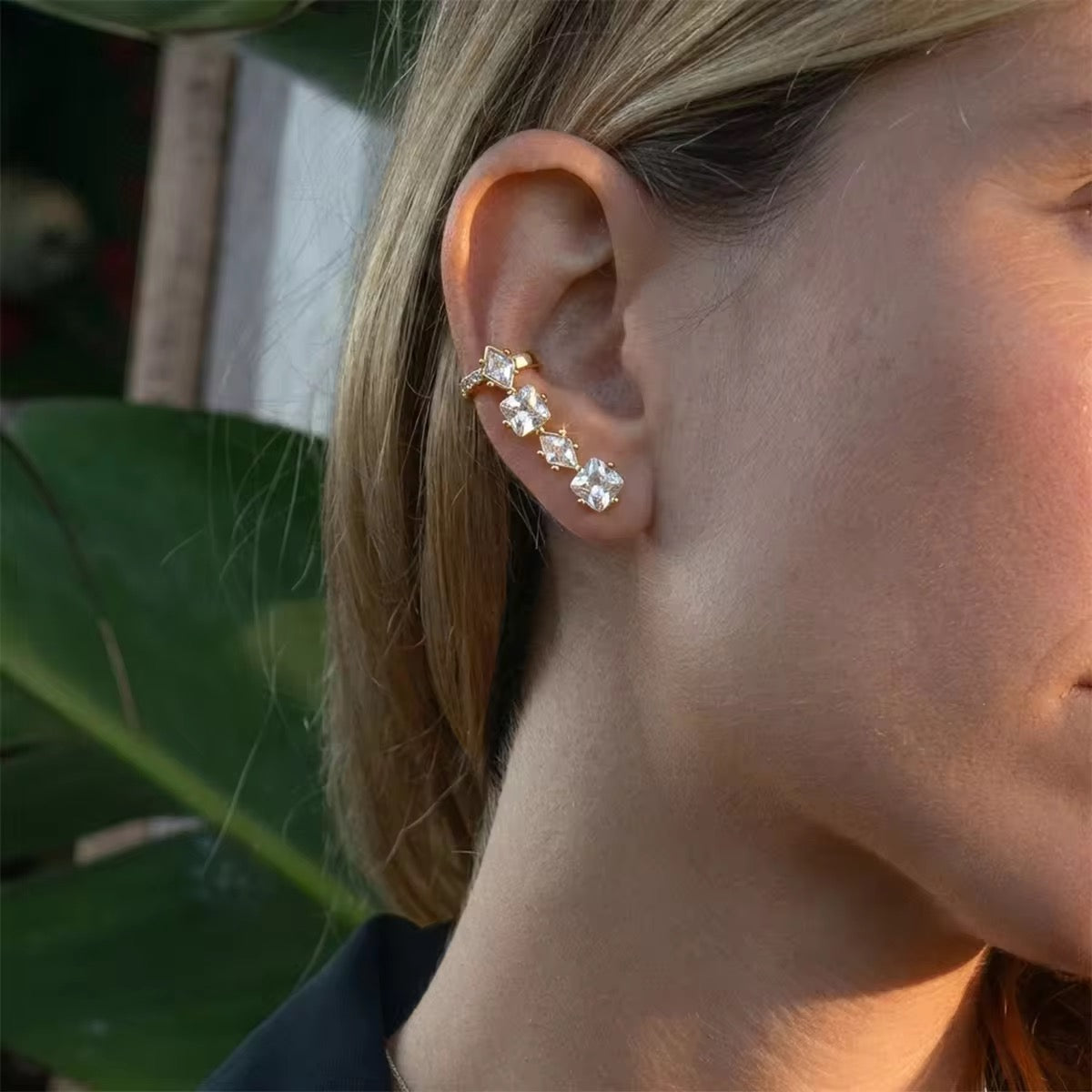 Conch Crystal Climber Earrings
