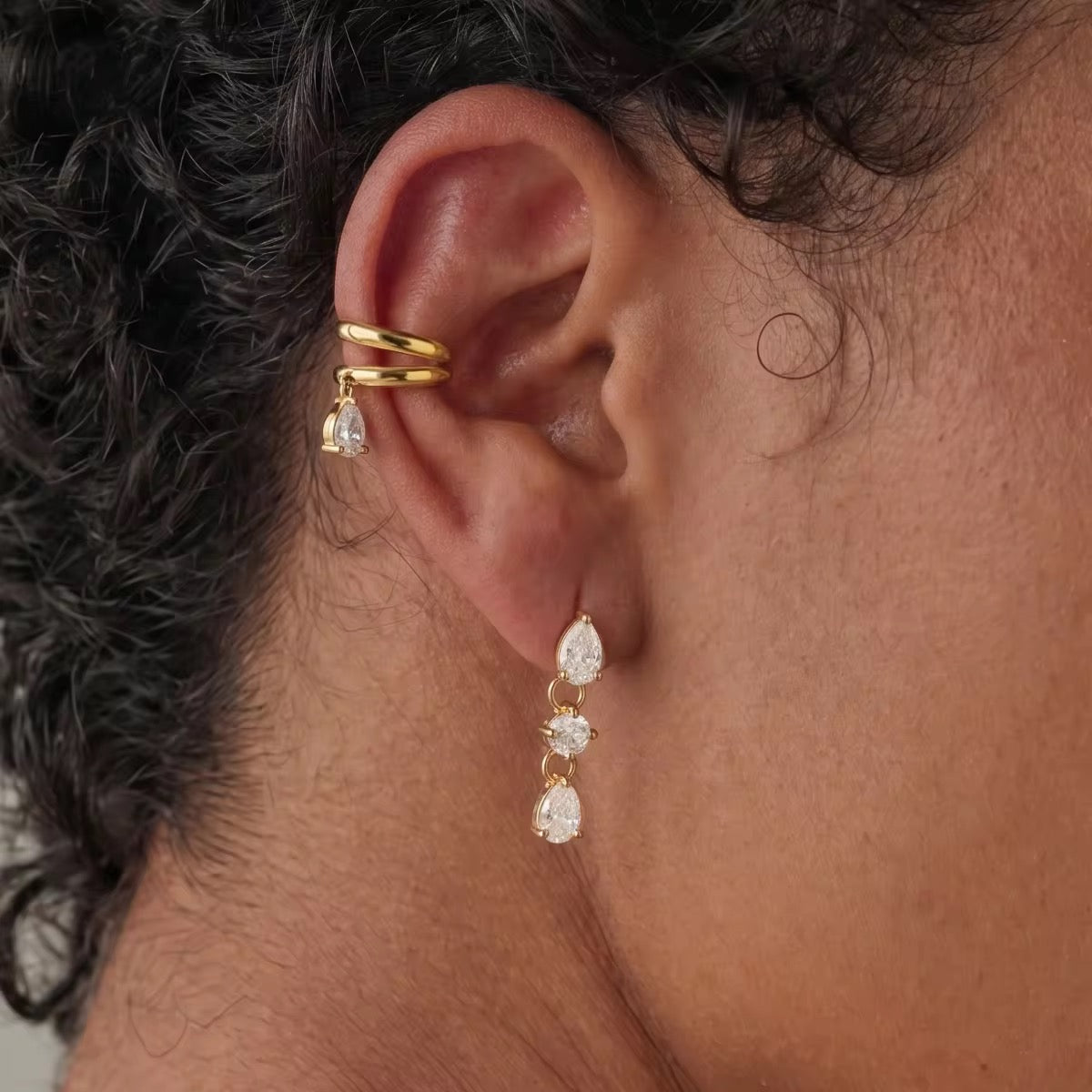 Teardrop Charm Ear Cuff (Single)