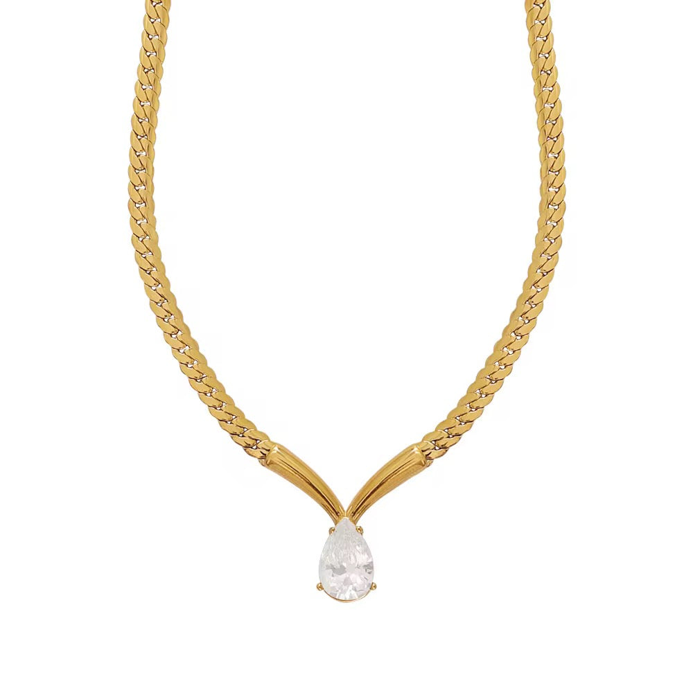 Vivia Chevron Pear Necklace